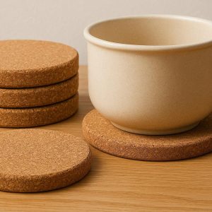 17 Thick Cork Coasters Heavy Duty Round Wooden Drink Mats Heat Insulated Absorbent Pad Set For Hot Pots
