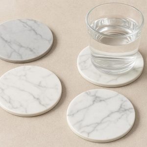 20 Marble Silicone Coasters Elegant Faux Stone Drink Mat Set Non Slip Flexible Vanity Cup Coasters For Living Room