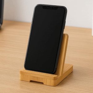 24 Wooden Desktop Phone Stand Natural Bamboo Docking Station Office Table Accessory Holder For Mobile Smart Phones