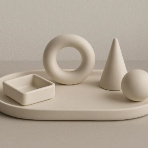 5 Nordic Ceramic Decorative Tray Matte Geometric Ring Dish Key Holder Organizer For Entryway Countertop Accent Base