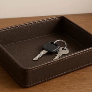 9 Faux Leather Decorative Tray Small Catchall Key Desk Organizer Valet Serving Box For Bedroom Entryway Decor